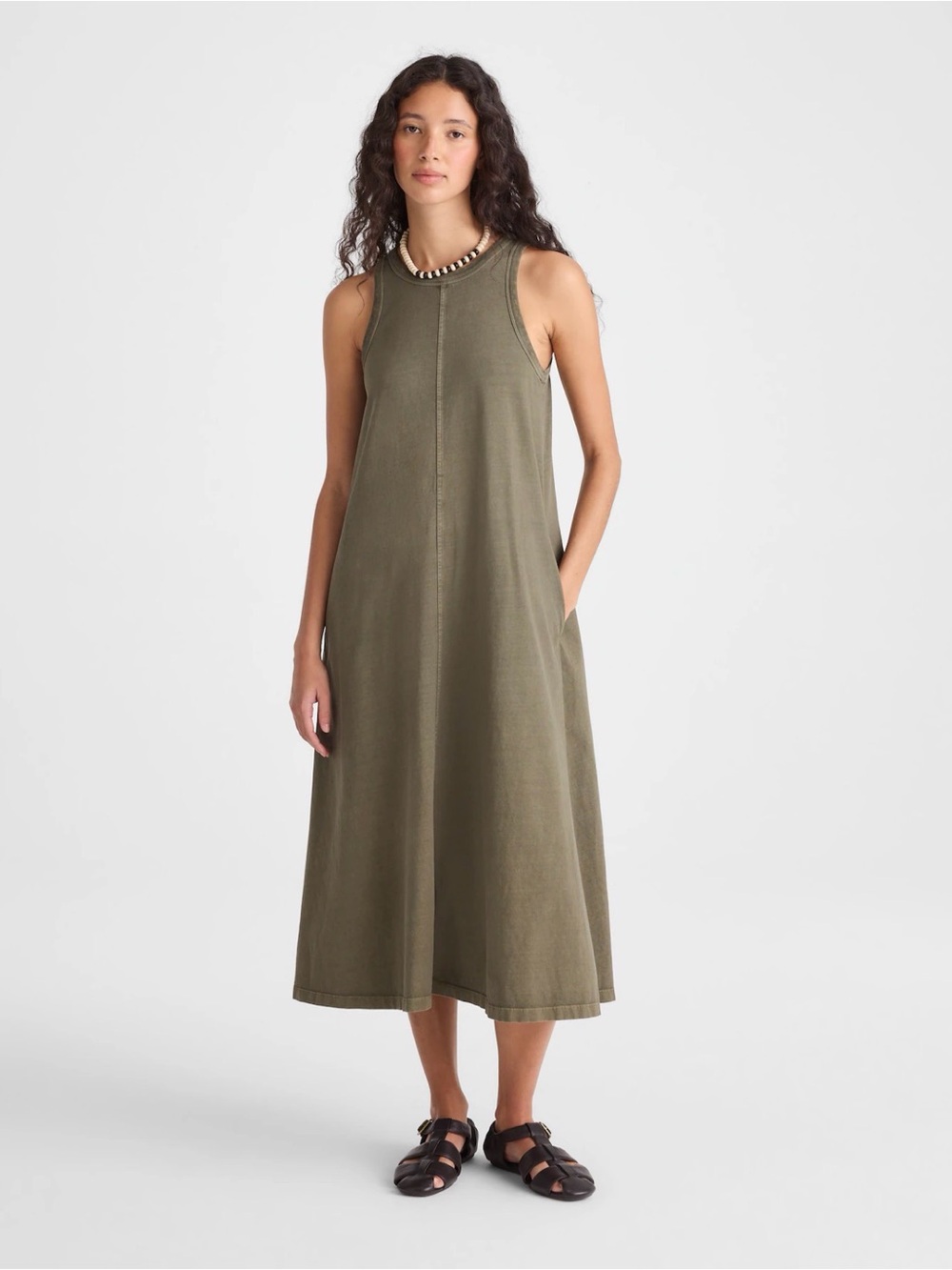 Madewell Seamed Tank Maxi Dress Allday Jersey Faded Ivy NWT Size S